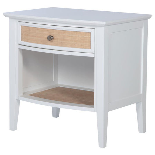 Bexhill - 1 - Drawer Nightstand Bedside Table - White Accent Nightstands by Coaster Fine Furniture - Walls Furniture & Mattress