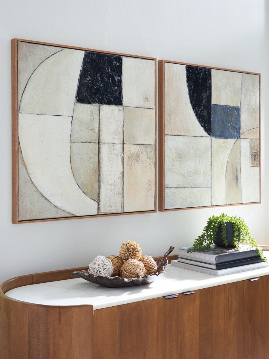 Bexlen - Tan / Taupe / Black - Wall Art Set (Set of 2) Canvas Art Sets by Signature Design by Ashley® - Walls Furniture & Mattress