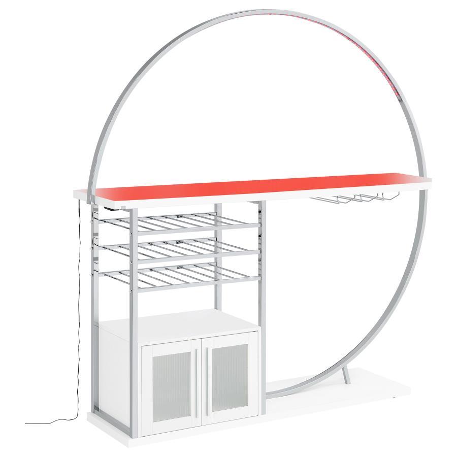 Risley - 2 - Door Circular LED Home Bar With Wine Storage Home Bars by Coaster Fine Furniture - Walls Furniture & Mattress