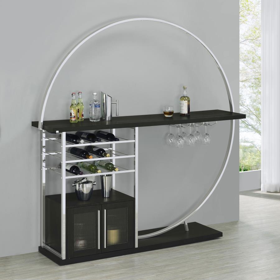 Risley - 2 - Door Circular LED Home Bar With Wine Storage Home Bars by Coaster Fine Furniture - Walls Furniture & Mattress