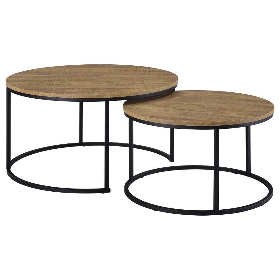 Lainey - 2 Piece Round Nesting Coffee Table - Mango Nesting Tables by Coaster Fine Furniture - Walls Furniture & Mattress
