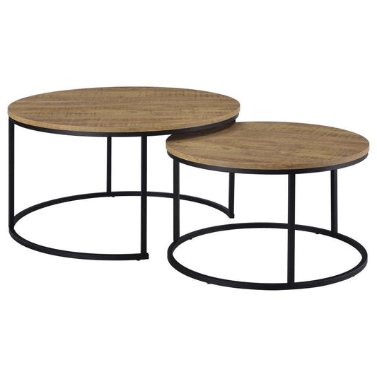 Lainey - 2 Piece Round Nesting Coffee Table - Mango Nesting Tables by Coaster Fine Furniture - Walls Furniture & Mattress
