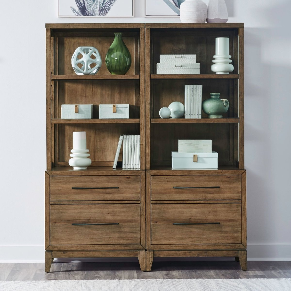 Shaker Lakes - Opt 2 Piece Bunching Bookcase - Harvest Brown 2 Piece Home Office Sets by Liberty Furniture - Walls Furniture & Mattress