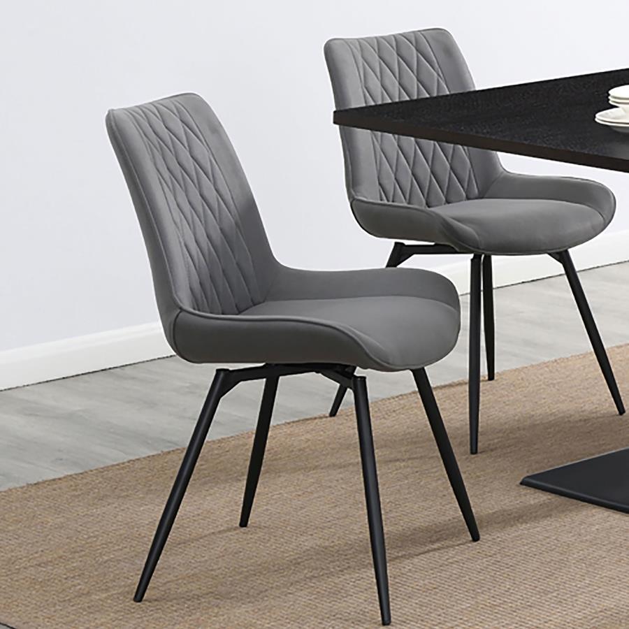 Diggs - Upholstered Swivel Dining Side Chair (Set of 2) - Gray Chair Sets by CoasterEssence - Walls Furniture & Mattress
