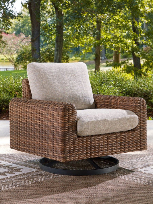 Dolan Creek - Swivel Lounge With Cushion - Gray / Brown Swivel Chairs by Signature Design by Ashley® - Walls Furniture & Mattress