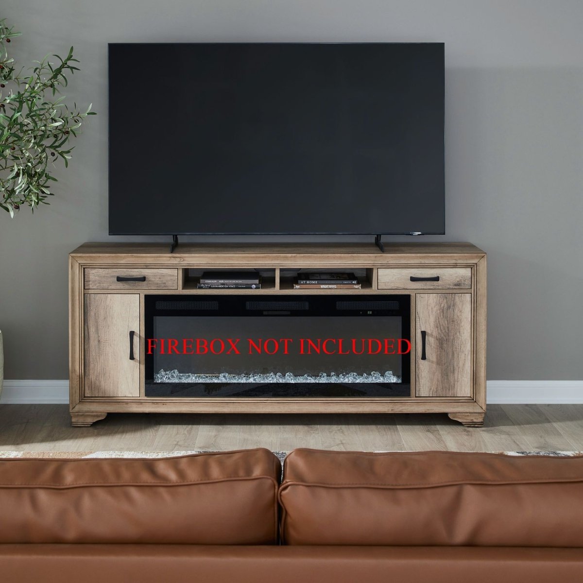 Fireplace TV Consoles - 78" Fireplace TV Console - Brown Fireplace TV Stands by Liberty Furniture - Walls Furniture & Mattress