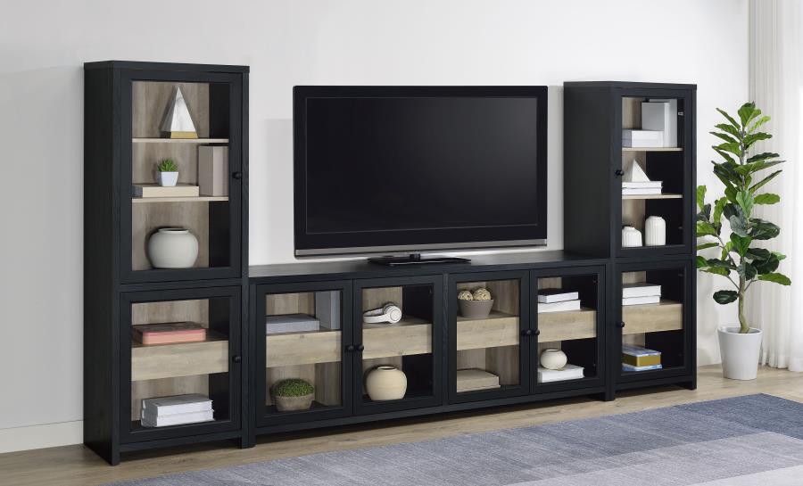 Denison - 3 Piece Entertainment Center 79" TV Stand - Black Entertainment Centers by Coaster Fine Furniture - Walls Furniture & Mattress
