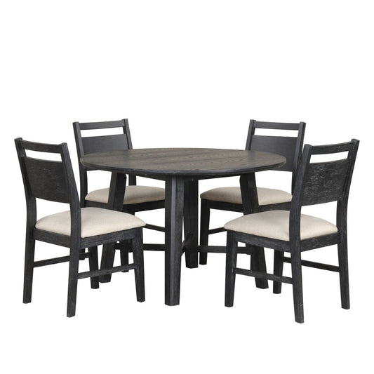 Sable Crest - 5 Piece Set (Round Dining Table & 4 Chairs) - Black 5 Piece Dining Room Sets by New Classic - Walls Furniture & Mattress