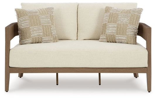 Serene Bay - Loveseat With Cushion - Dark Brown / White Loveseats by Signature Design by Ashley® - Walls Furniture & Mattress