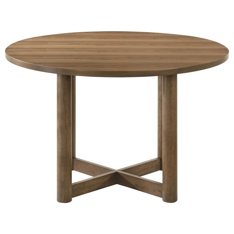 Crestmore - Round Wood Dining Table - Walnut Dining Tables by Coaster Fine Furniture - Walls Furniture & Mattress