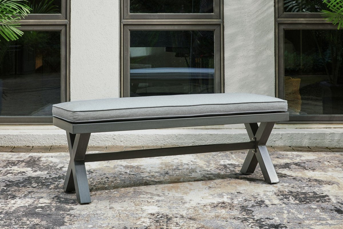 Elite Park - Bench With Cushion - Gray Benches by Signature Design by Ashley® - Walls Furniture & Mattress