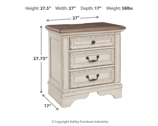 Realyn - Three Drawer Night Stand - White / Brown / Beige Accent Nightstands by Signature Design by Ashley® - Walls Furniture & Mattress