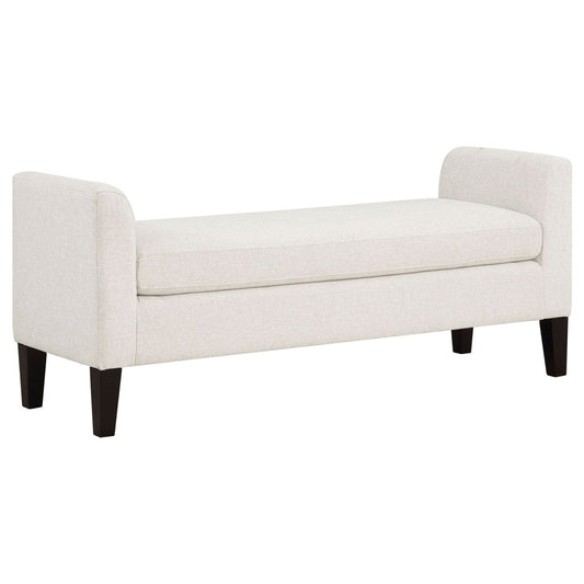 Rex - Fabric Upholstered Accent Bench With Armrests - Vanilla Upholstered Benches by Coaster Fine Furniture - Walls Furniture & Mattress