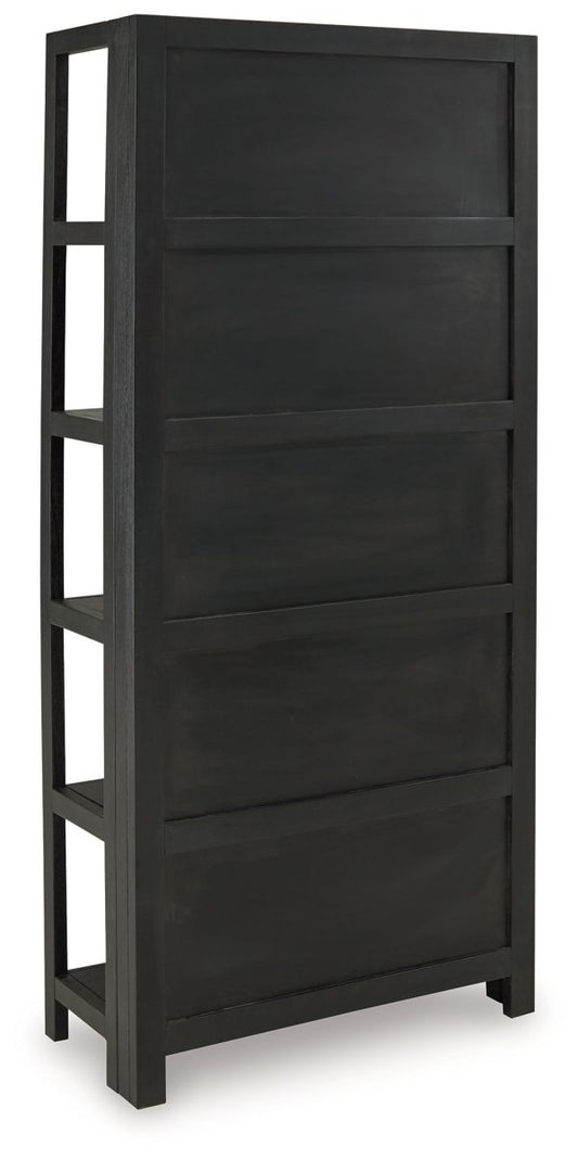 Abyard - Bookcase - Black / Natural Standard Bookcases by Signature Design by Ashley® - Walls Furniture & Mattress