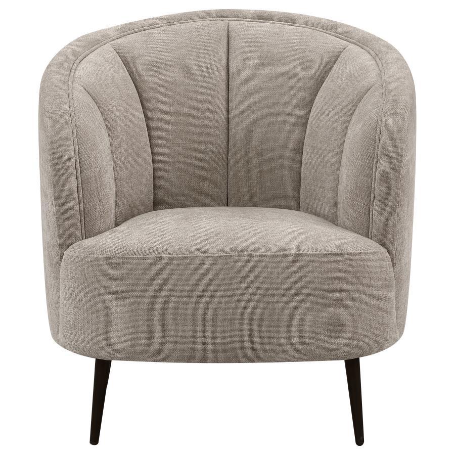 Ellorie - Upholstered Channel Back Curved Chair - Beige Arm Chairs by Coaster Fine Furniture - Walls Furniture & Mattress
