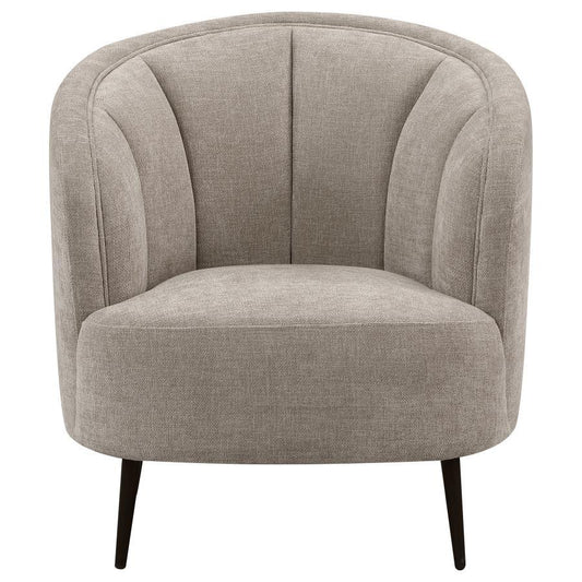 Ellorie - Upholstered Channel Back Curved Chair - Beige Arm Chairs by Coaster Fine Furniture - Walls Furniture & Mattress