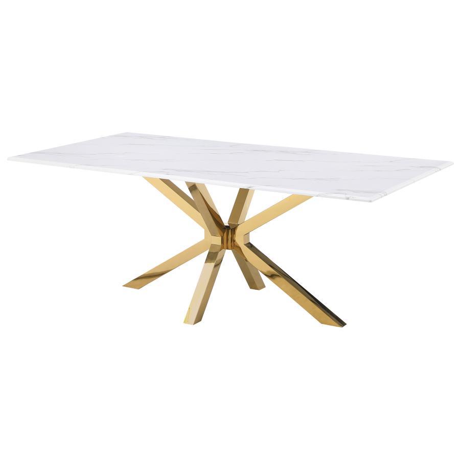 Venera - Rectangular Faux Marble Dining Table - White Dining Tables by Coaster Fine Furniture - Walls Furniture & Mattress