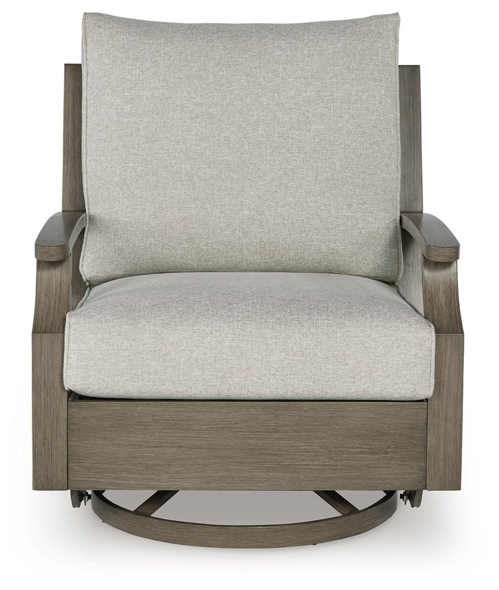 Rainier Ranch - Swivel Glider Chair With Cushion - Brown / Beige Swivel Chairs by Signature Design by Ashley® - Walls Furniture & Mattress