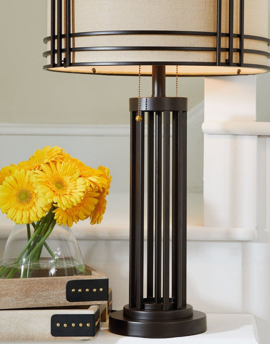 Hanswell - Metal Table Lamp - Dark Brown Table Lamps by Signature Design by Ashley® - Walls Furniture & Mattress