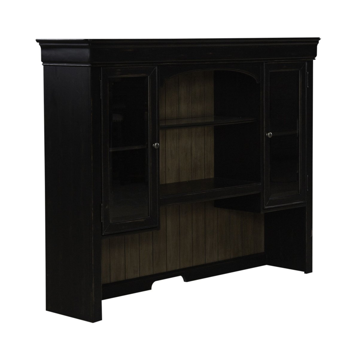 Meritage - Jr Executive Credenza Hutch - Aged Charcoal Hutches by Liberty Furniture - Walls Furniture & Mattress
