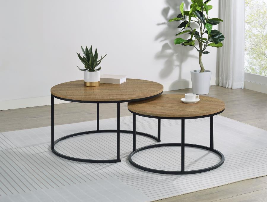 Lainey - 2 Piece Round Nesting Coffee Table - Mango Nesting Tables by Coaster Fine Furniture - Walls Furniture & Mattress