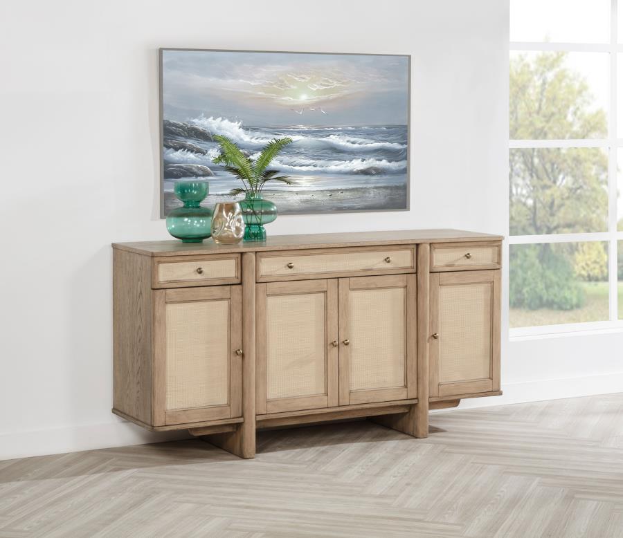 Kailani - 4 - Door Cane Sideboard Buffet Cabinet - Beige Oak Buffets by Coaster Fine Furniture - Walls Furniture & Mattress