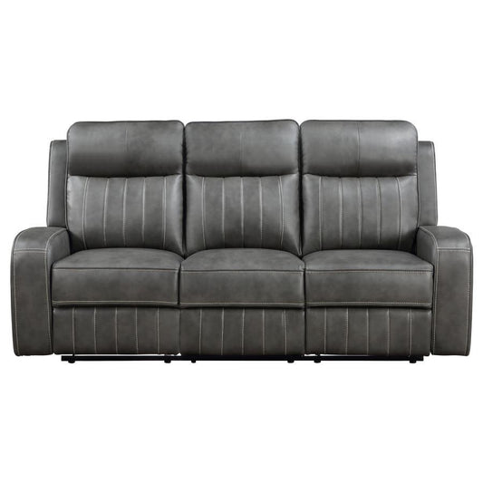 Raelynn - Upholstered Track Arm Motion Sofa - Gray Reclining Sofas by Coaster Fine Furniture - Walls Furniture & Mattress