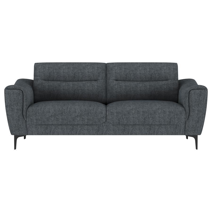 Nolan - 2 Piece Upholstered Sofa Set - Charcoal Stationary Sofas & Loveseats by Coaster Fine Furniture - Walls Furniture & Mattress