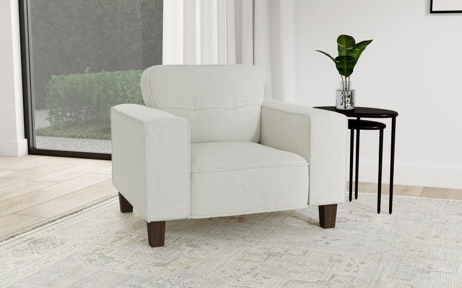 Deerhurst - Upholstered Track Arm Tufted Accent Chair - Greige Arm Chairs by Coaster Fine Furniture - Walls Furniture & Mattress