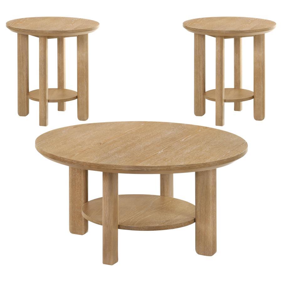Ottowa - Round Wood Coffee Table Set Table Sets by Coaster Fine Furniture - Walls Furniture & Mattress