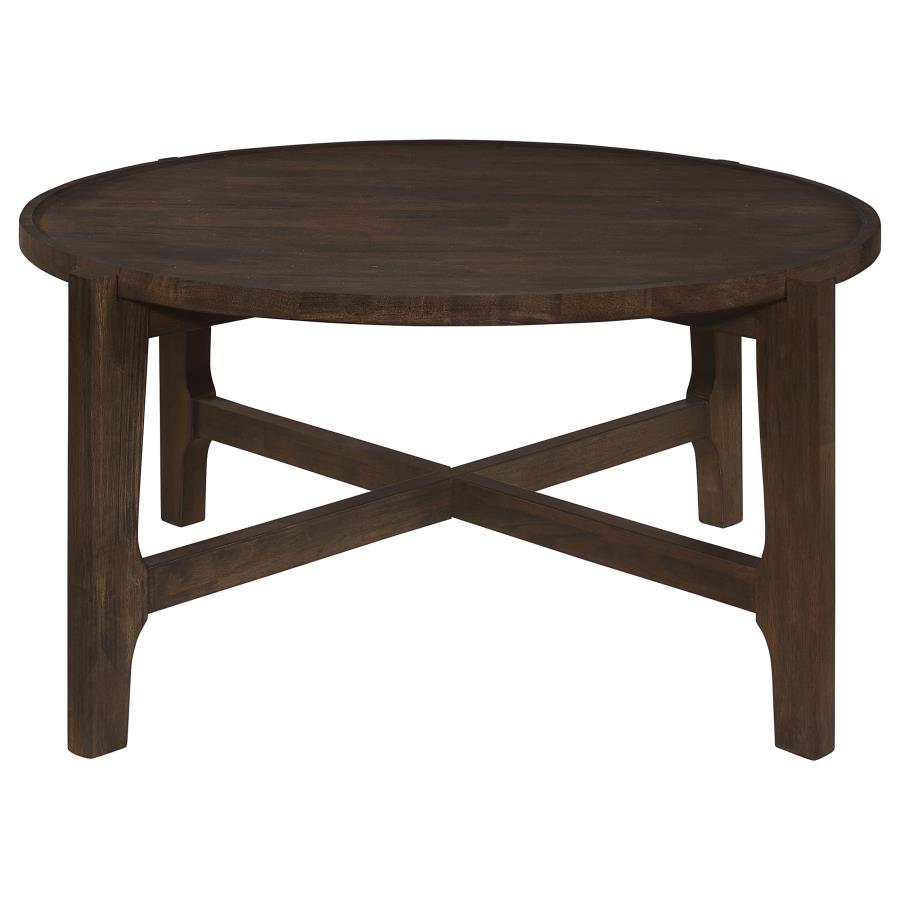 Cota - Round Solid Wood Coffee Table - Dark Brown Coffee Tables by Coaster Fine Furniture - Walls Furniture & Mattress
