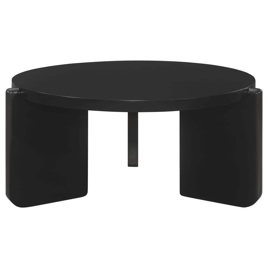 Cordova - Round Solid Wood Coffee Table - Black Coffee Tables by Coaster Fine Furniture - Walls Furniture & Mattress