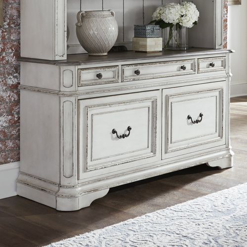 Magnolia Manor - Credenza & Hutch - White Credenzas & Hutches by Liberty Furniture - Walls Furniture & Mattress