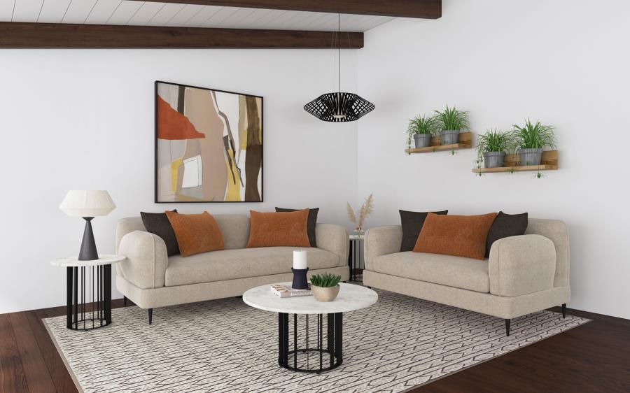 Jade - 2 Piece Chenille Upholstered Sofa Set Stationary Sofas & Loveseats by Coaster Fine Furniture - Walls Furniture & Mattress
