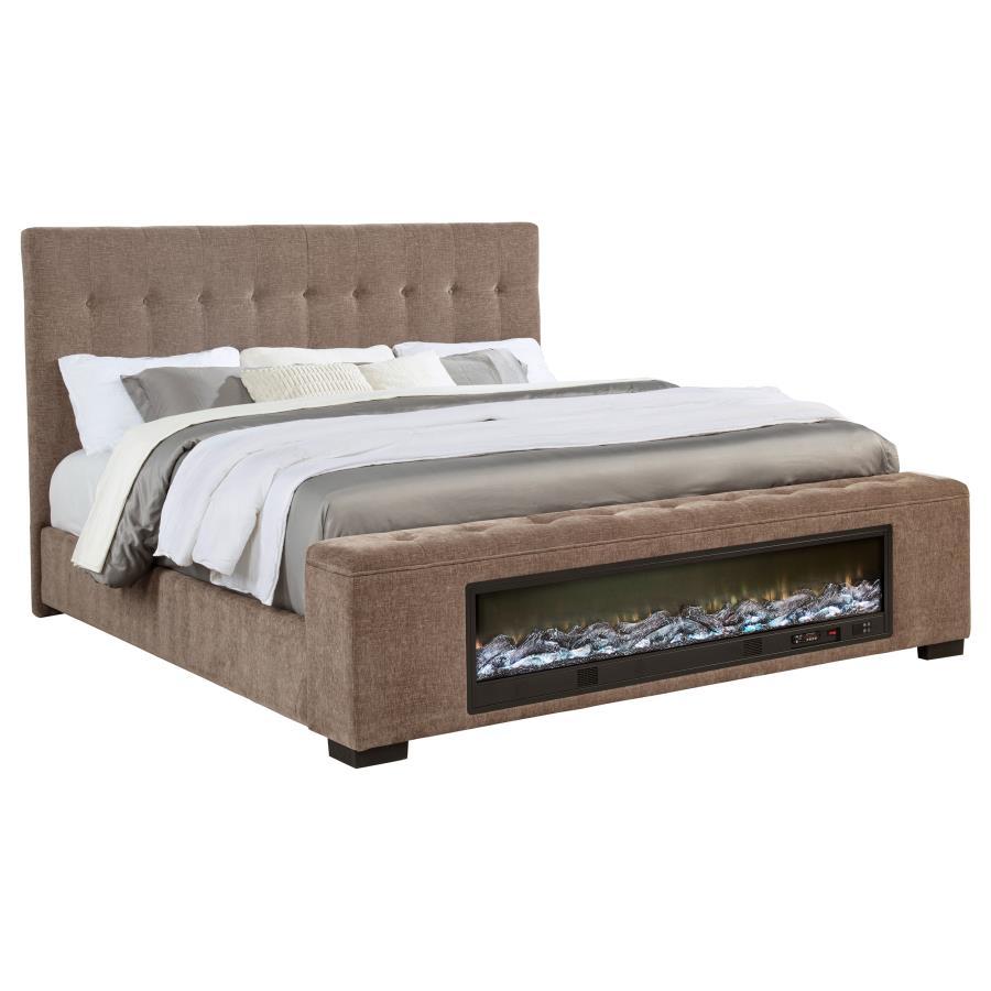 Senna - Upholstered Audio Flame Visualizer Bed Upholstered Beds by Coaster Fine Furniture - Walls Furniture & Mattress