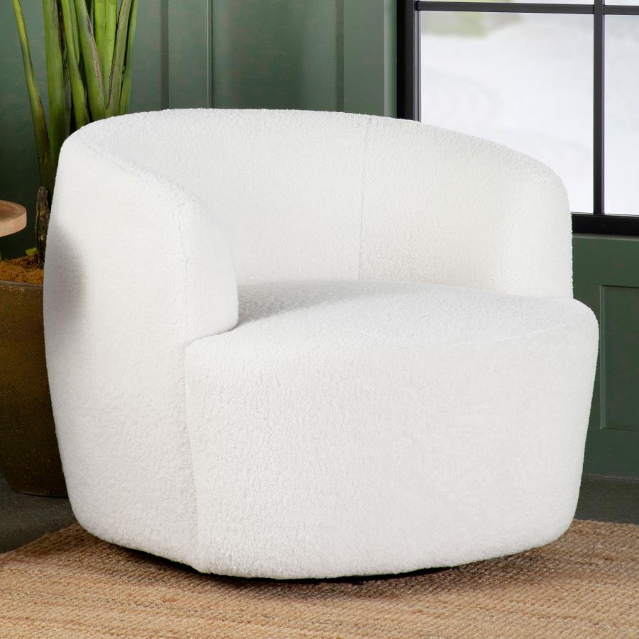 Hudson - Faux Sheepskin Upholstered Swivel Chair - Natural Swivel Chairs by CoasterElevations - Walls Furniture & Mattress