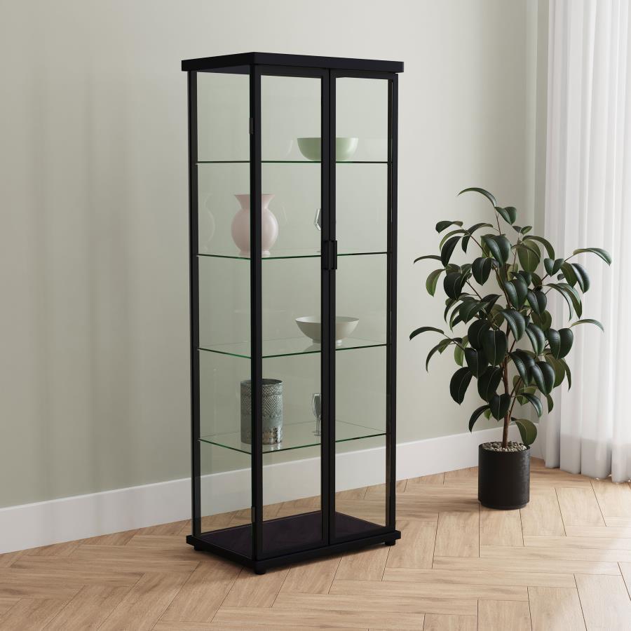 Aero - 5 - Shelf Display Curio Cabinet With Led Lighting Curio Cabinets by Coaster Fine Furniture - Walls Furniture & Mattress