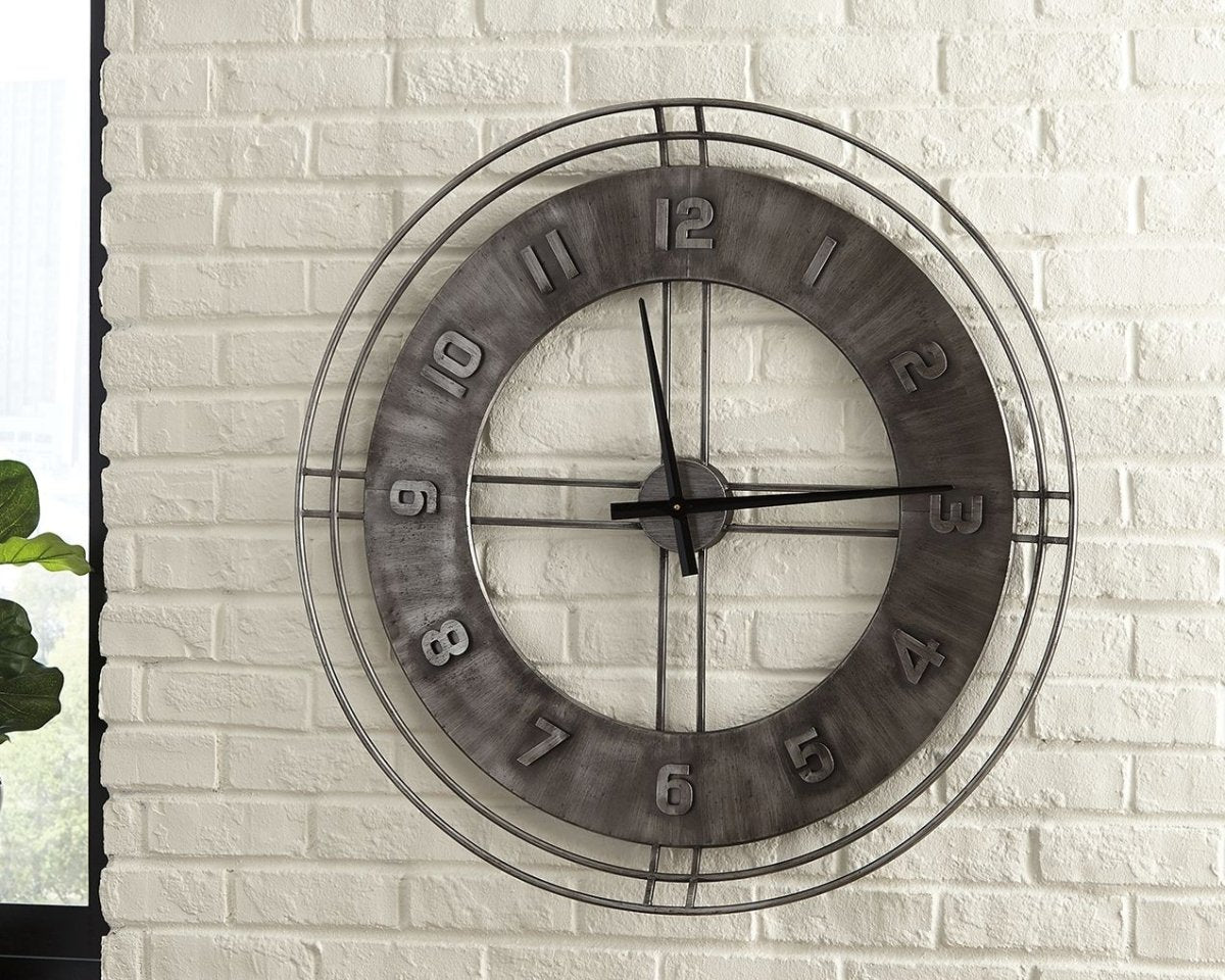 Ana Sofia - Wall Clock - Antique Gray Wall Clocks by Signature Design by Ashley® - Walls Furniture & Mattress