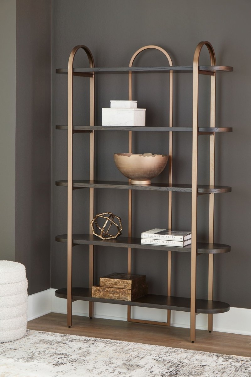 Brentmour - Bookcase - Brown / Gold Finish Etageres by Signature Design by Ashley® - Walls Furniture & Mattress