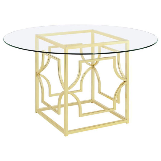 Starlight - Round Glass Top Metal Dining Table Dining Tables by Coaster Fine Furniture - Walls Furniture & Mattress