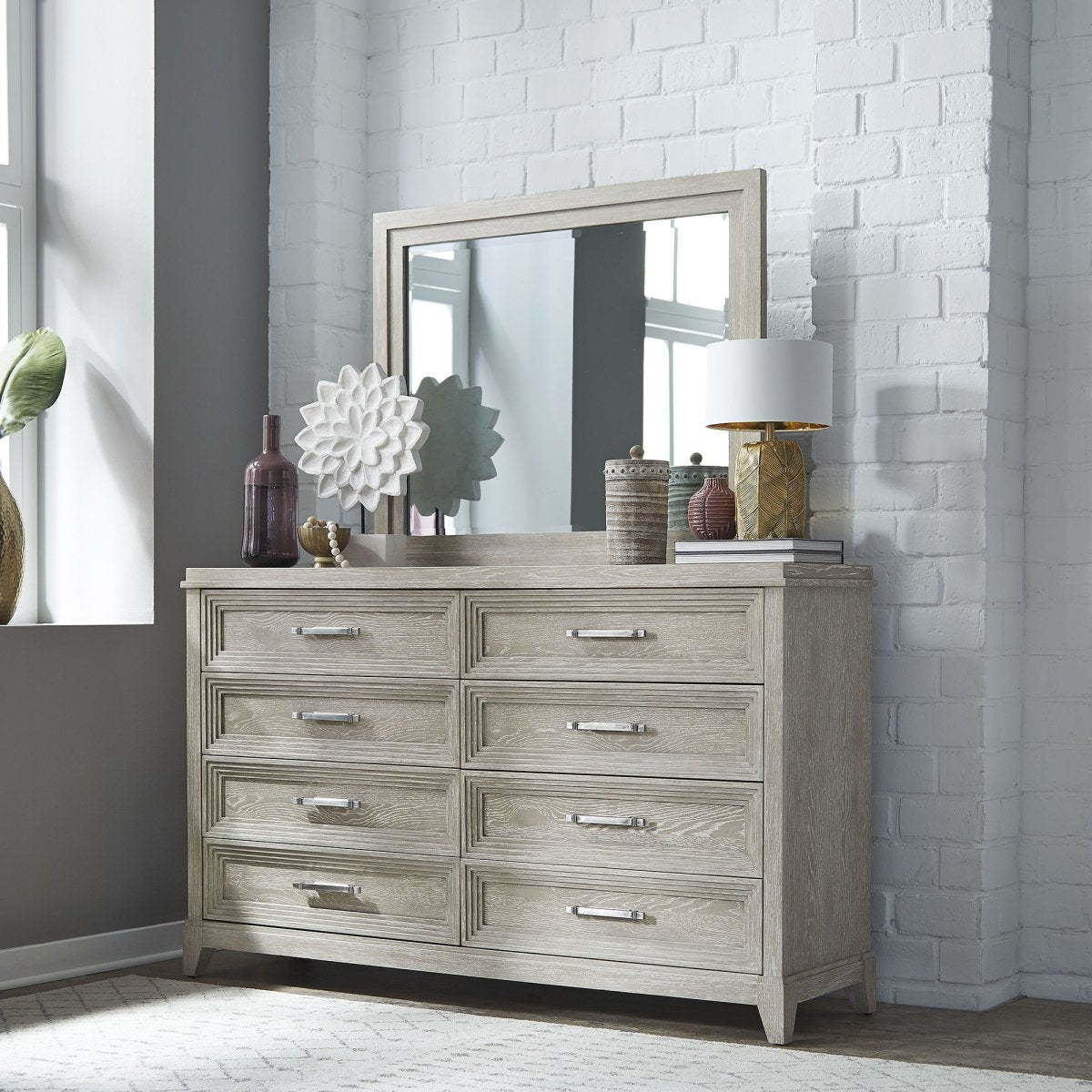 Belmar - Dresser & Mirror - Washed Taupe Dresser & Mirror by Liberty Furniture - Walls Furniture & Mattress