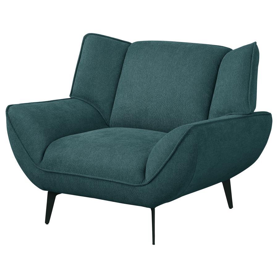 Acton - Upholstered Flared Arm Accent Chair - Teal Blue Arm Chairs by Coaster Fine Furniture - Walls Furniture & Mattress