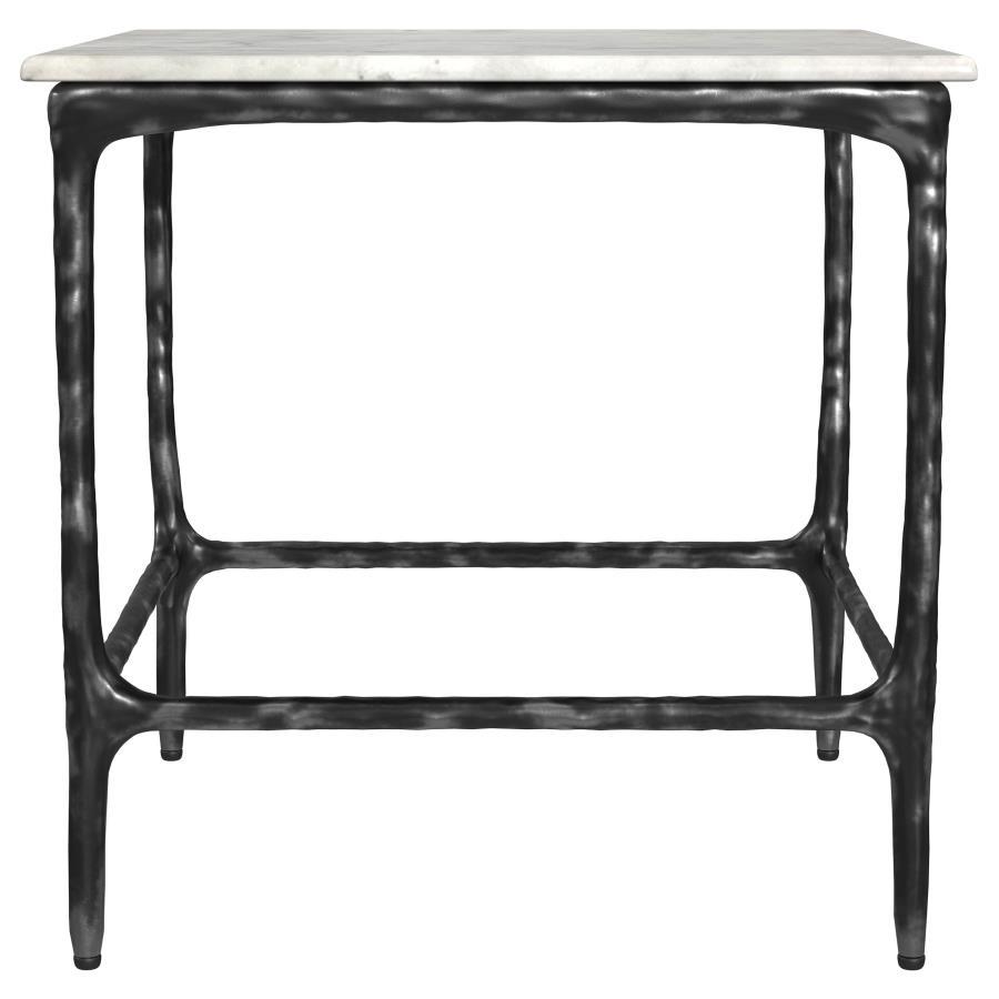 Ebby - Square Genuine Marble Top Metal End Table - White End Tables by Coaster Fine Furniture - Walls Furniture & Mattress
