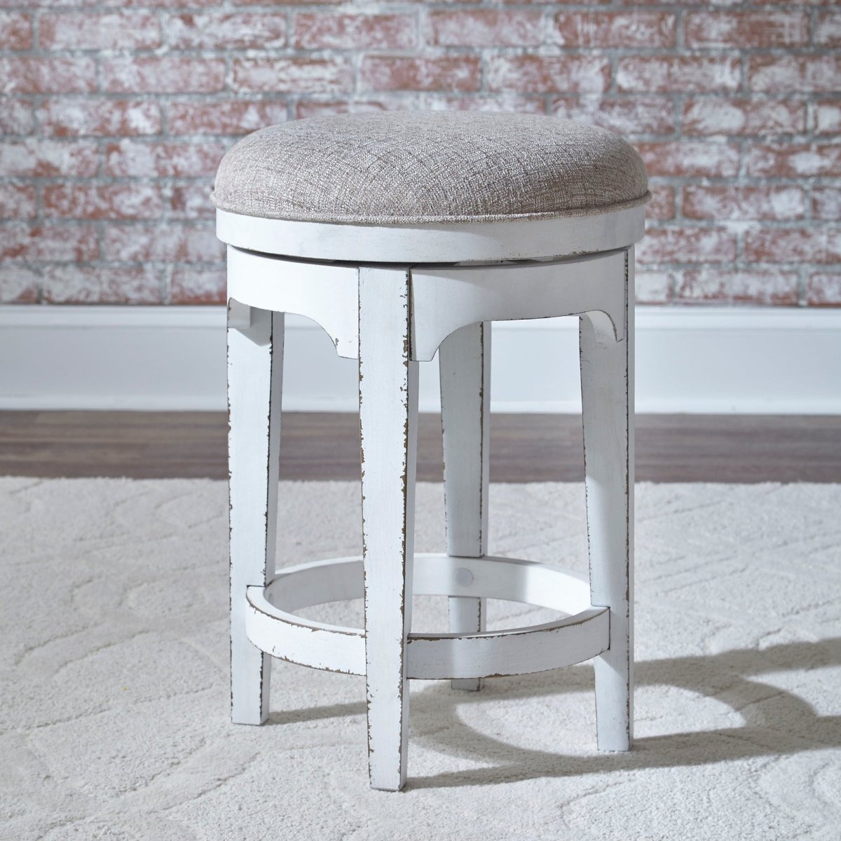 Magnolia Manor - Console Swivel Stool - White Counter Height (24" - 27") by Liberty Furniture - Walls Furniture & Mattress