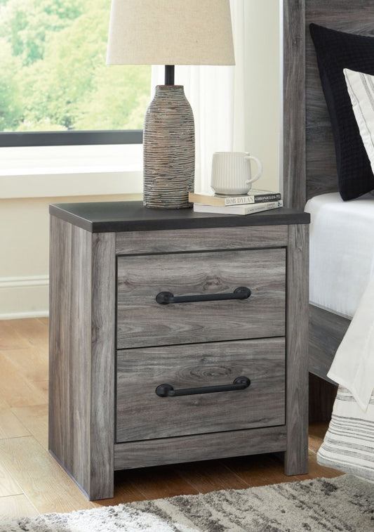 Bronyan - Two Drawer Night Stand - Dark Gray Accent Nightstands by Signature Design by Ashley® - Walls Furniture & Mattress