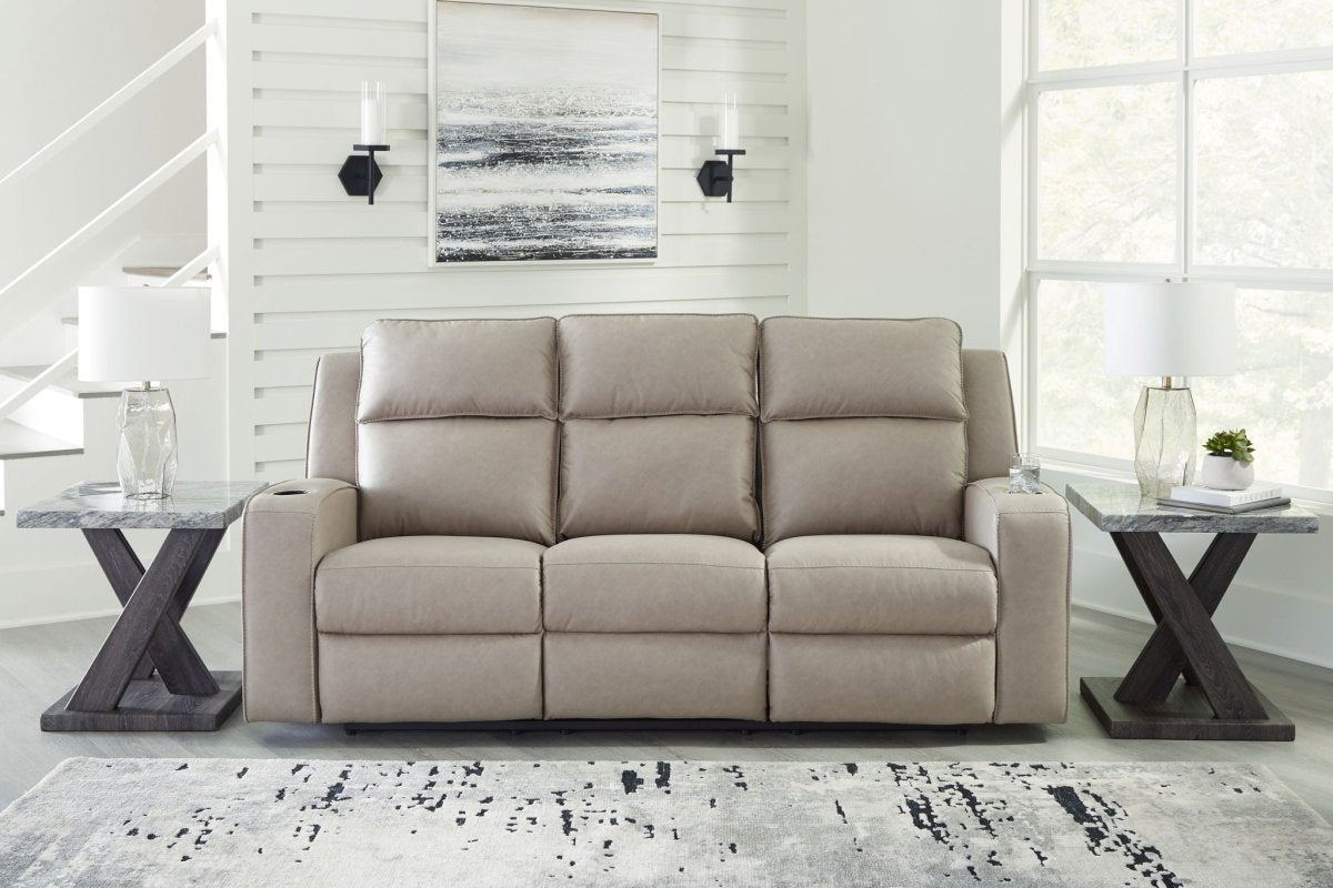 Lavenhorne - Rec Sofa W/Drop Down Table - Pebble Reclining Sofas by Signature Design by Ashley® - Walls Furniture & Mattress