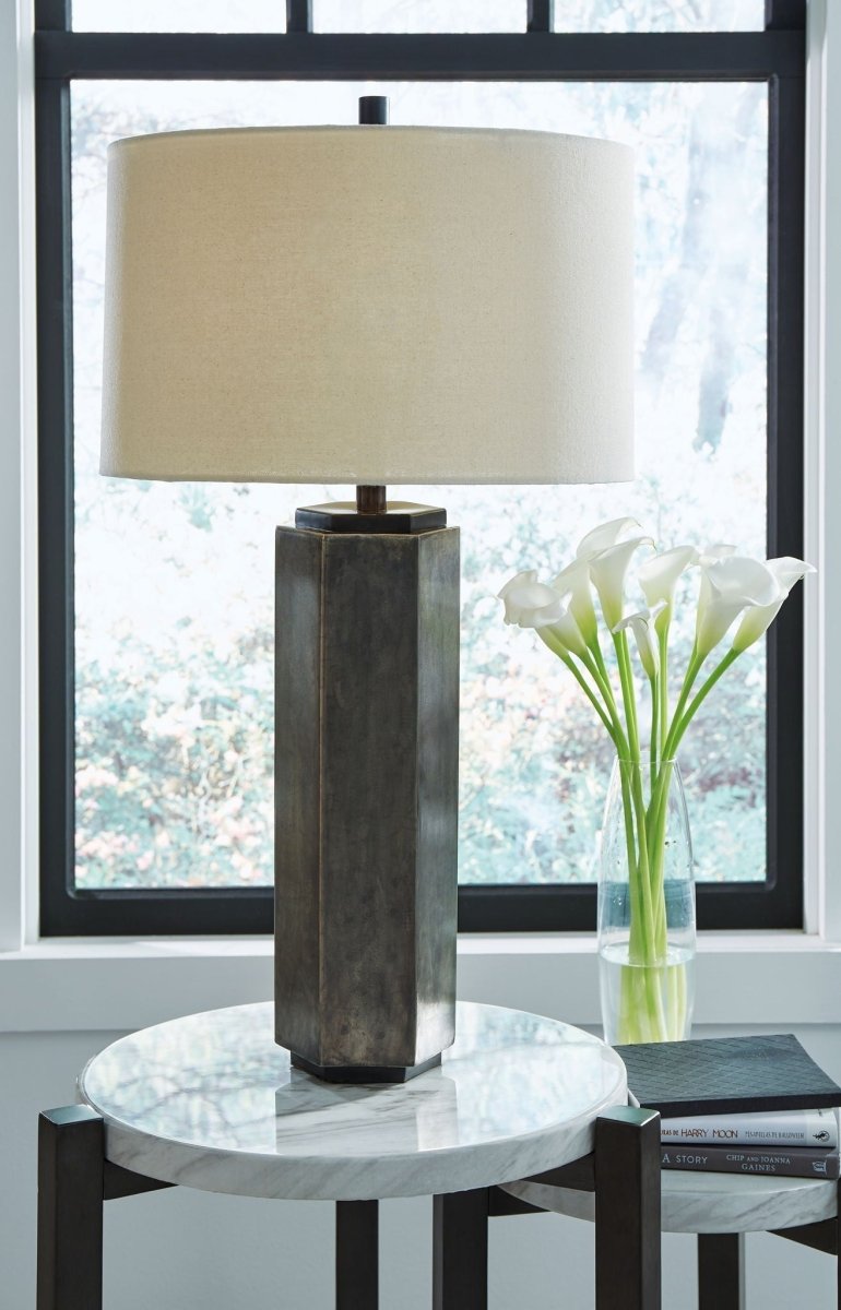 Dirkton - Metal Table Lamp - Antique Pewter Finish Table Lamps by Signature Design by Ashley® - Walls Furniture & Mattress