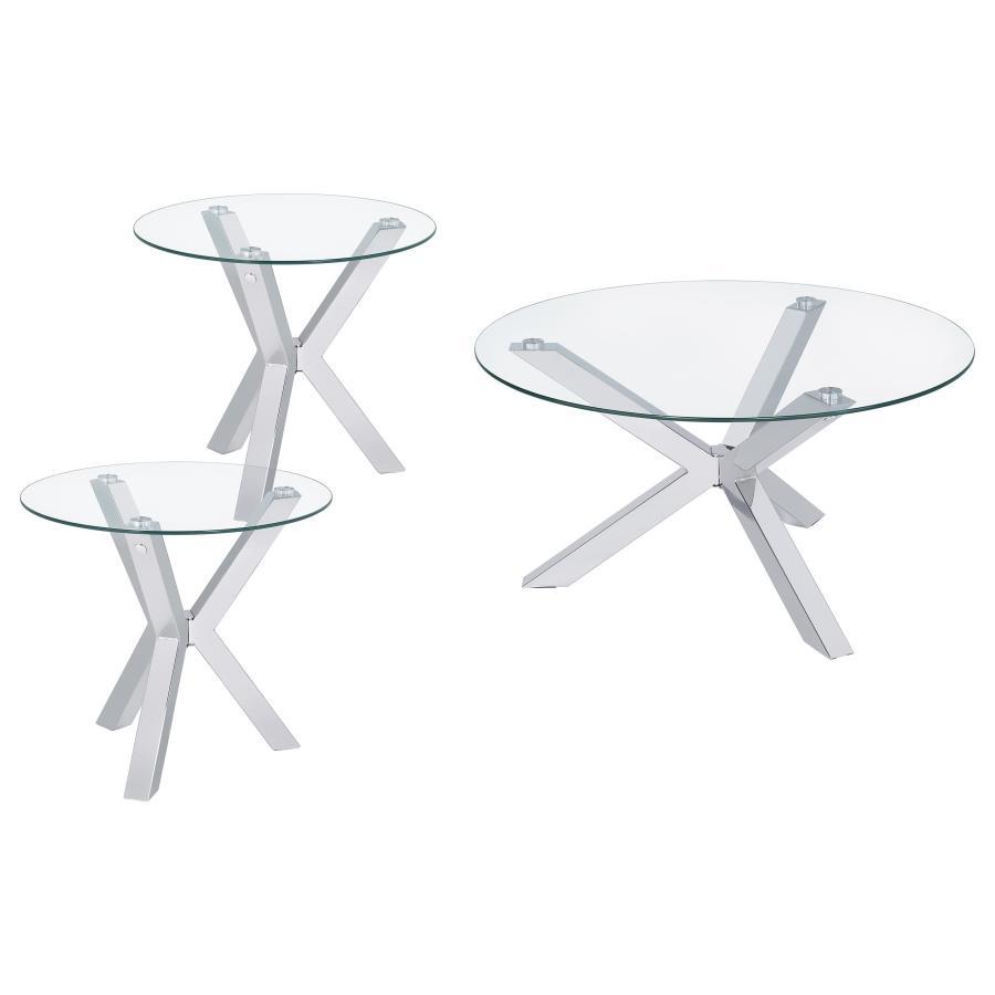 Kenzie - Round Coffee Table Set Table Sets by Coaster Fine Furniture - Walls Furniture & Mattress