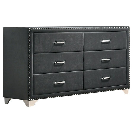 Melody - 6 - Drawer Upholstered Dresser Dressers by CoasterEveryday - Walls Furniture & Mattress