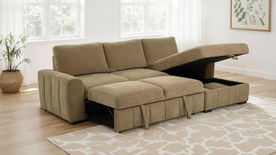 Pastrana - Upholstered Sleeper Sectional Sofa Sleeper Sectionals by Coaster Fine Furniture - Walls Furniture & Mattress